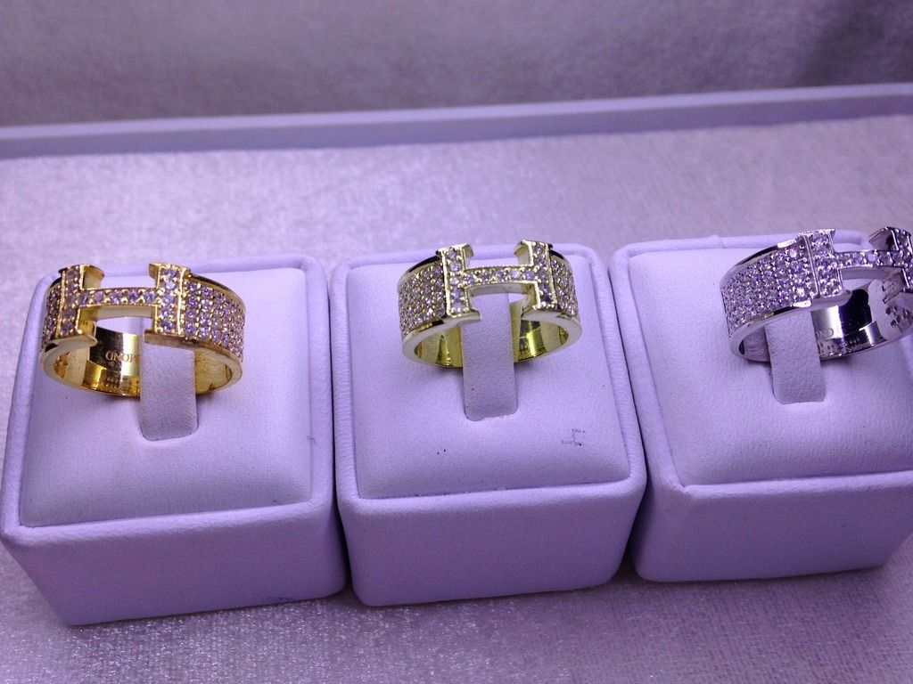 Nhẫn Hermes vàng 18k_vàng hồng_vàng trắng_đính 79 viên diamond_ - 1