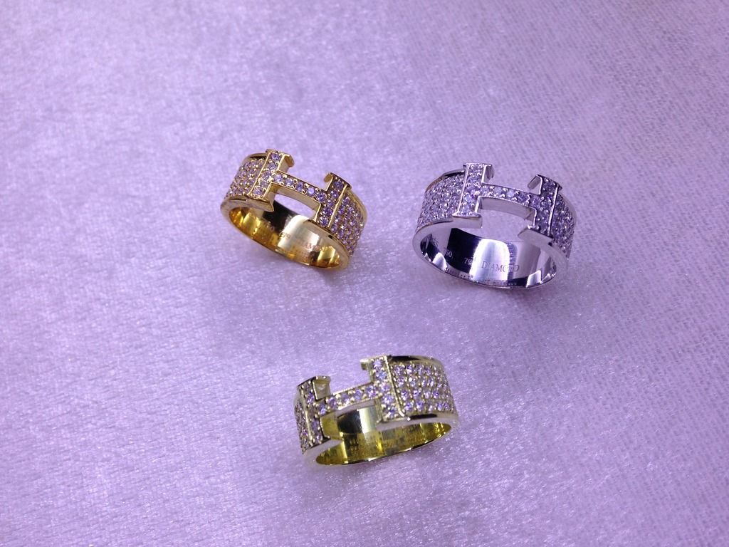 Nhẫn Hermes vàng 18k_vàng hồng_vàng trắng_đính 79 viên diamond_ - 12