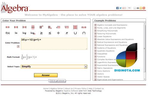 Resolver problemas matemáticos on-line MyAlgebra - resuelve problemas matemáticos