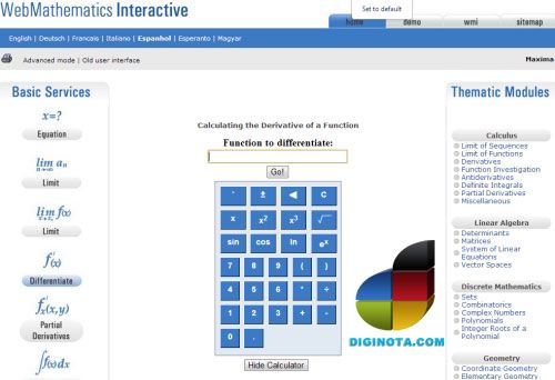 Resolver problemas matemáticos on-line WebMathematicsInteractive - resuelve problemas matemáticos