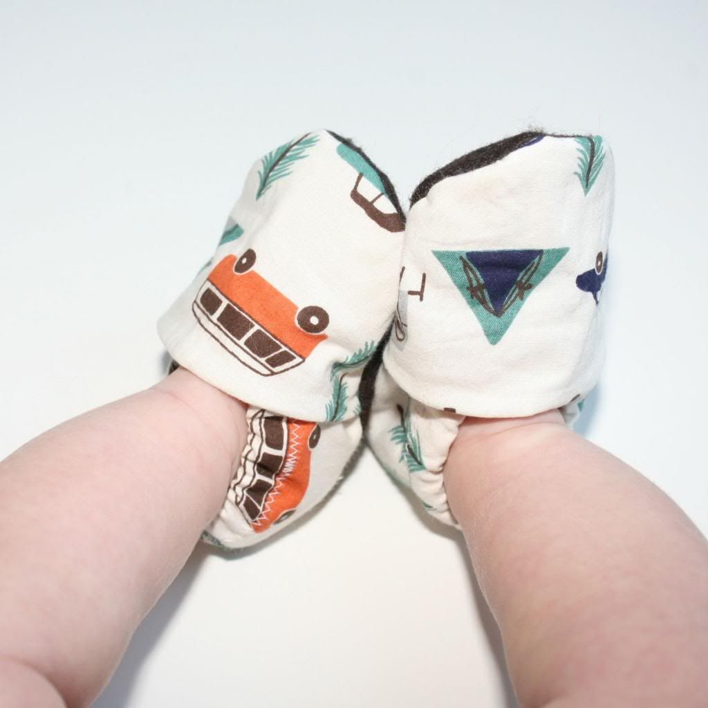 Organic Happy Camper Baby Shoes with Tents, Trees and VW Bus