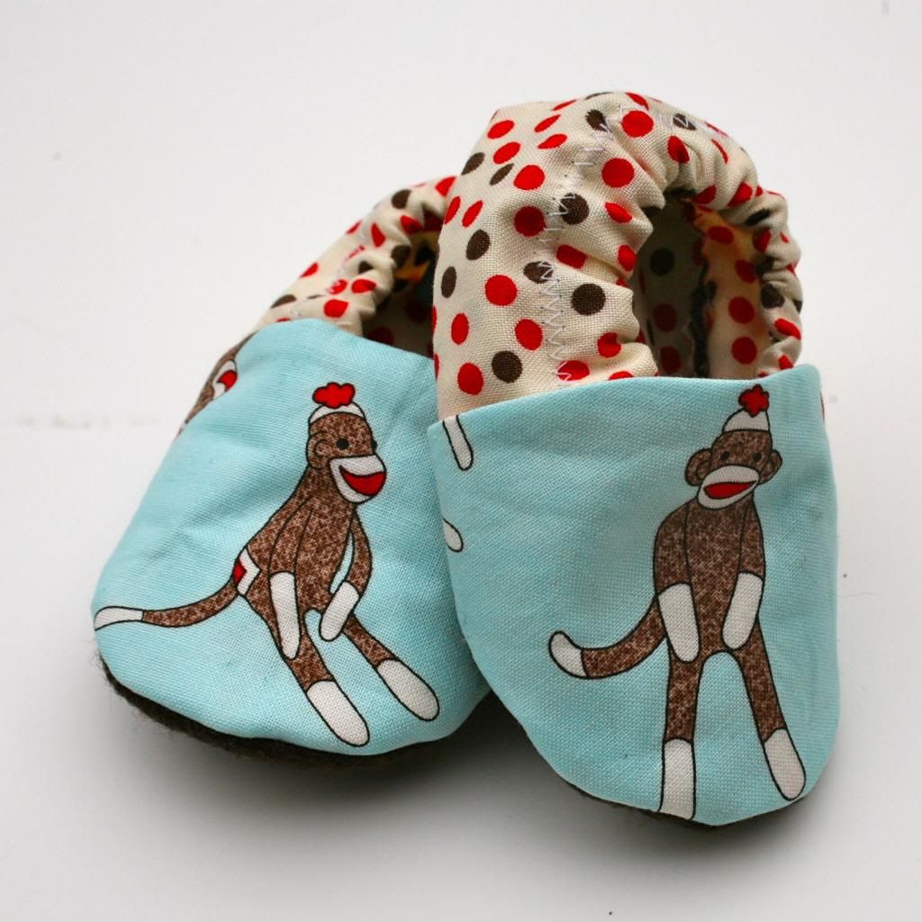 Sock Monkey Baby Shoes by Growing Up Wild 0 - 3 months