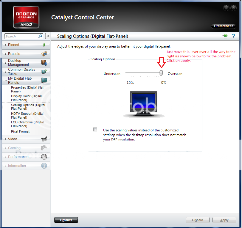 [SOLVED] Samsung S27B550 LED monitor not displaying full screen with