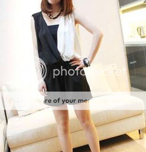 Sexy Black White Style Summer Sleeveless Catsuit Jump Suit Romper Shorts Pant